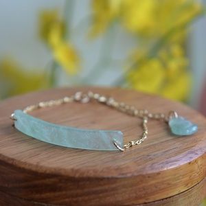 Icy Green Jadeite Curved Band Bracelet